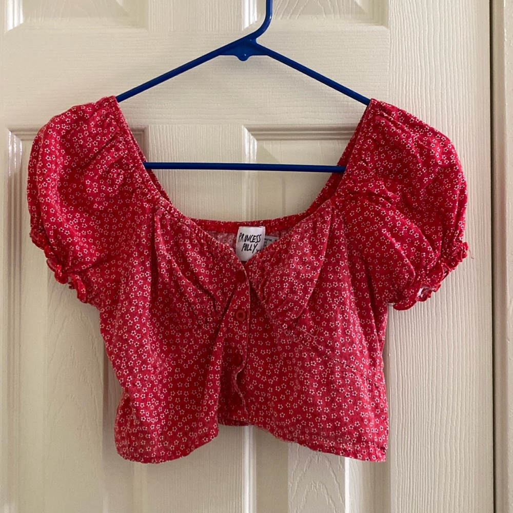 Red paisley princess Polly crop top